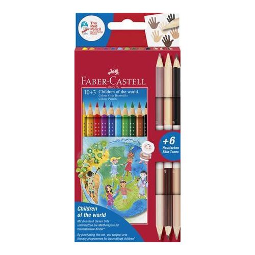 Színes ceruzakészlet 10+3 db-os, Faber-Castell Children of the world, 16 szín, háromszög test
