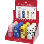 Hegyező, tartályos, 1 lyukú, radírral, Faber-Castell Faces, állatos minták