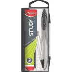 Körző készlet, fém, 2 db-os, nyomósirónnal, Maped Study SY150, vegyes színek