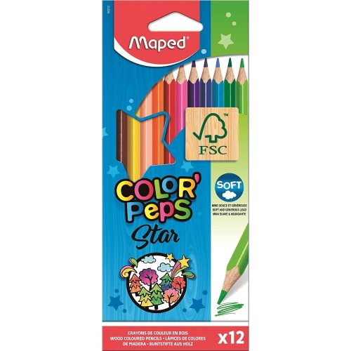 Színes ceruzakészlet 12 db-os, háromszög, Maped Color Peps