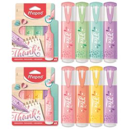   Szövegkiemelő készlet, 4 db-os, 1-5 mm, Maped Fluo Peps Flex Pastel, pasztell szín, többféle készlet