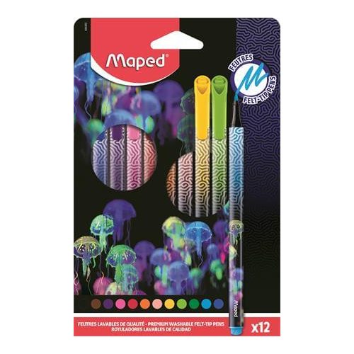 Filctoll készlet 12 db-os, 0,8 mm, kimosható, Maped Deepsea Paradise