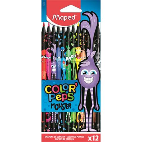 Színes ceruzakészlet 12 db-os, Maped Color Peps Monster, háromszög test
