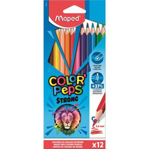 Színes ceruzakészlet 12 db-os, Maped Color Peps Strong, háromszög test