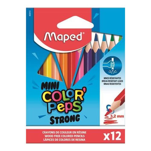 Színes ceruzakészlet 12 db-os, Maped Mini Color Peps Strong, háromszög test