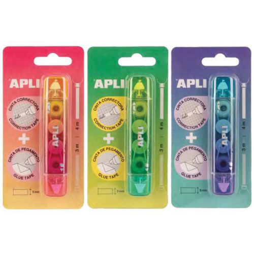 Hibajavító és ragasztó roller, 2in1, 5mmx3-4m, APLI, többféle