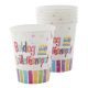 Boldog születésnapot papír pohár, 250ml, vidám színek