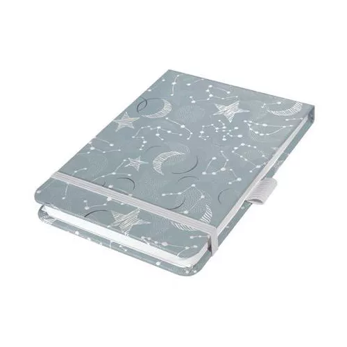Sigel Bullet Journal napló, pontrácsos jegyzetfüzet, exkluzív, 11x8cm, 79 lap, keményfedeles, Jolie Cosmic Fantasy Grey