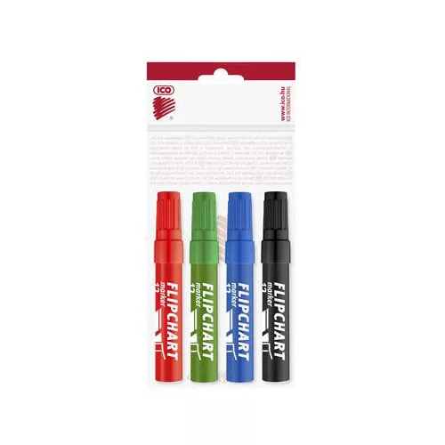 Táblafilc, flipchart marker készlet, 4 db-os, 1-4mm vágott hegy, ICO Artip 12