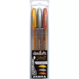   Zseléstoll készlet, 3 db-os (arany, ezüst, bronz), 0,33 mm, ZEBRA Doodler'z Glitter