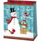 Karácsonyi ajándéktáska 23x18x10cm, közepes, hóember