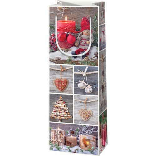 Italtasak 36x12x7cm, karácsonyi, szürke-piros, dekorációk