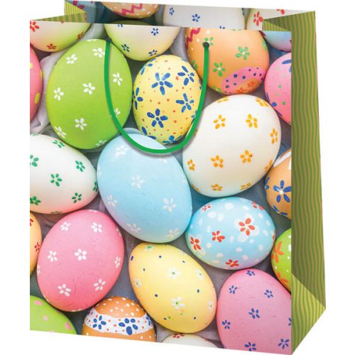 Húsvéti ajándéktáska 23x18x10cm, közepes, virágmintás tojások