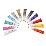 Akrilfesték készlet, 12 db-os, 12x12ml, metál, Kidea