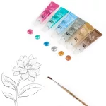 Akrilfesték készlet, 12 db-os, 12x12ml, metál, Kidea