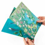 Matricás képalkotó szett, 3 háttérlap + 4 ív matrica, dinoszauruszos, Kidea