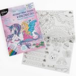 Újrahasználható oktató és színező lapok (4+3 lap) 6 db táblamarkerrel, hercegnős, Kidea