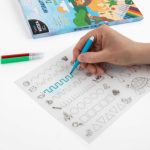 Újrahasználható oktató és színező lapok (4+3 lap) 6 db táblamarkerrel, állatos, Kidea