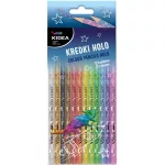 Színes ceruzakészlet, 12 db-os, hologramos test, Kidea
