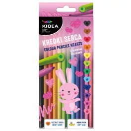   Színes ceruzakészlet 12 db-os, szivecskés formájú ceruzatest, Kidea
