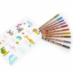 Színes ceruzakészlet 10 db-os, jumbo, szafari mintával, Kidea, háromszög test