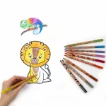 Színes ceruzakészlet 10 db-os, jumbo, szafari mintával, Kidea, háromszög test