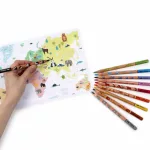 Színes ceruzakészlet 10 db-os, jumbo, szafari mintával, Kidea, háromszög test