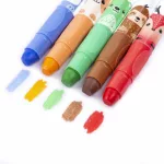 Zselés zsírkréta, 8 db-os, állatos kupakkal, kicsavarható, Kidea