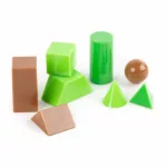 3D geometriai formák tanuláshoz, játékhoz, 8 db-os, barna és zöld, Kidea
