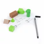 3D geometriai formák tanuláshoz, játékhoz, 8 db-os, barna és zöld, Kidea