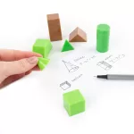 3D geometriai formák tanuláshoz, játékhoz, 8 db-os, barna és zöld, Kidea