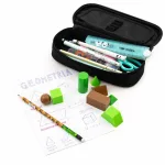 3D geometriai formák tanuláshoz, játékhoz, 8 db-os, barna és zöld, Kidea