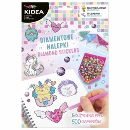   Gyémántfestés szett, 6 db matrica, 500 csillogó kövecske, Kidea, lányos, unikornisos