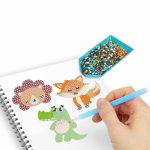 Gyémántfestés szett, 6 db matrica, 500 csillogó kövecske, Kidea, vadállatok