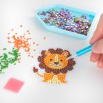 Gyémántfestés szett, 6 db matrica, 500 csillogó kövecske, Kidea, állatkerti állatok