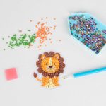 Gyémántfestés szett, 6 db matrica, 500 csillogó kövecske, Kidea, állatkerti állatok