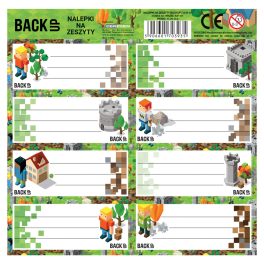 Minecraft mintás füzetcímke 8 db/ív, BackUp, A61, 2023