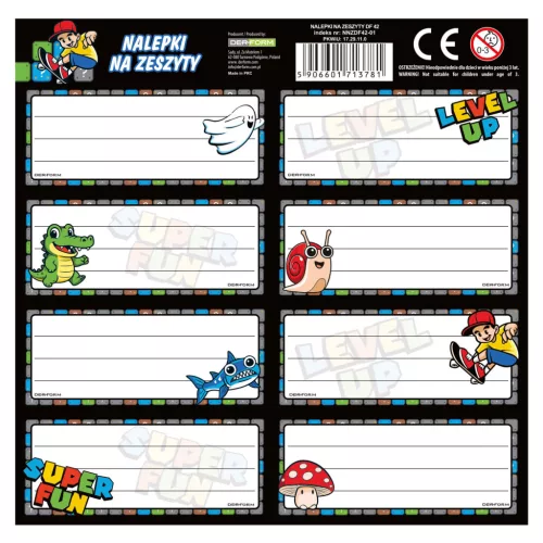 Retro game füzetcímke 8 db/ív, kétféle (DF42)