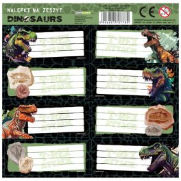   Dinoszaurusz füzetcímke 8 db/ív, dínók és kövek, többféle (NNZDN20)
