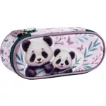 Pandás tolltartó, beledobálós, ovális, PA11, két panda