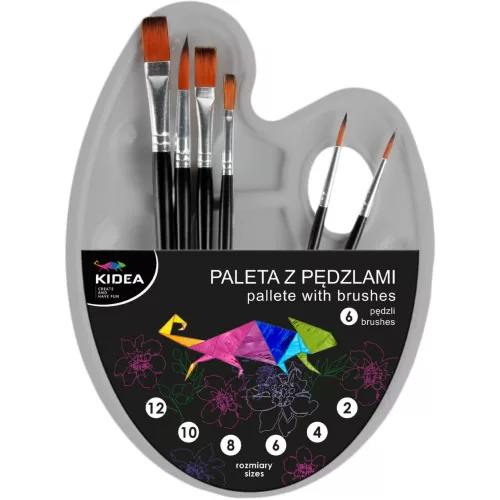 Ecset készlet 7 db-os, festőpalettával, Kidea