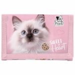 Cleo and Frank pénztárca, 12x8cm, CF45, cicás, fehér cica