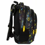 Fiús hátizsák, iskolatáska, 3 rekeszes, 39x27x20cm, BackUp, 2025, R50, fekete-sárga, Cyber Attack