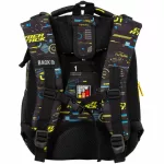 Fiús hátizsák, iskolatáska, 3 rekeszes, 39x27x20cm, BackUp, 2025, R50, fekete-sárga, Cyber Attack