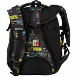 Fiús hátizsák, iskolatáska, 3 rekeszes, 39x27x20cm, BackUp, 2025, R50, fekete-sárga, Cyber Attack