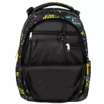 Fiús hátizsák, iskolatáska, 3 rekeszes, 39x27x20cm, BackUp, 2025, R50, fekete-sárga, Cyber Attack