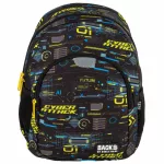 Fiús hátizsák, 2 rekeszes, 34x26x14cm, BackUp, 2025, T50, fekete-sárga, Cyber Attack