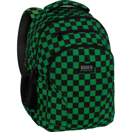 Minecraft mintás hátizsák, 3 rekeszes, 45x32x23cm, BackUp, 2026, W73, zöld-fekete kockás