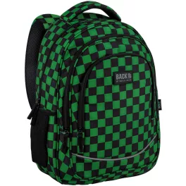   Minecraft mintás hátizsák, 3 rekeszes, 42x30x20cm, BackUp, 2026, X73, zöld-fekete kockás