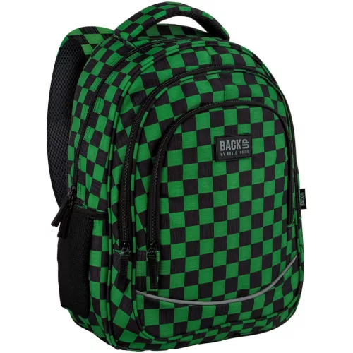 Minecraft mintás hátizsák, 3 rekeszes, 42x30x20cm, BackUp, 2026, X73, zöld-fekete kockás